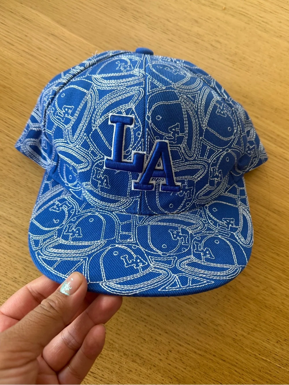 LA Embroidered Mens   Baseball Cap - Blue